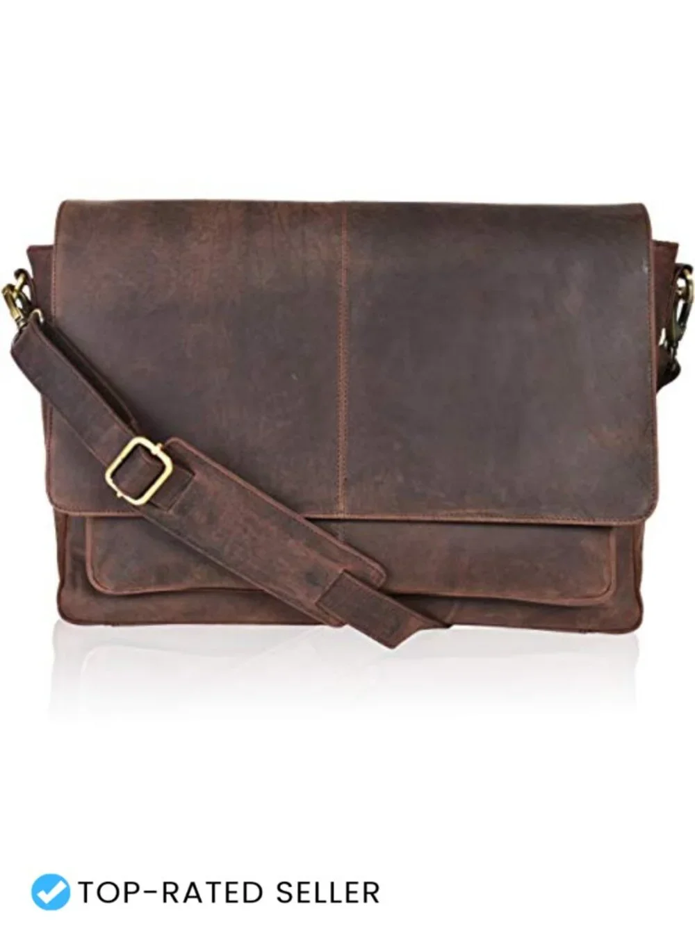 Handcrafted Full-Grain Leather Laptop Messenger Bag Crossbody Briefcase